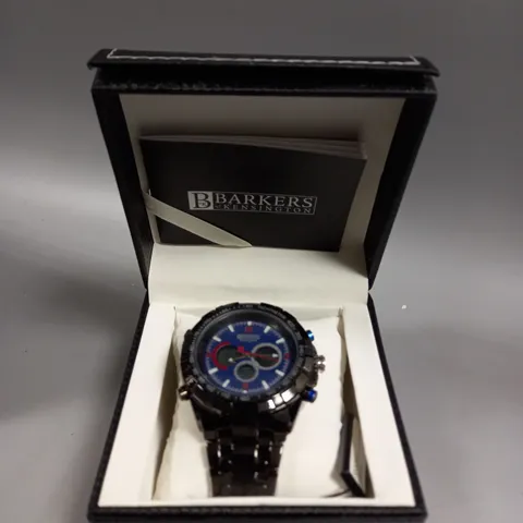 BOXED BARKERS OF KENSINGTON MEGA SPORT BLUE DIAL WATCH