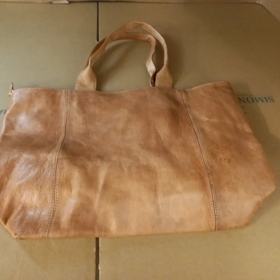 BROWN LEATHER LOOK SHOPPER BAG