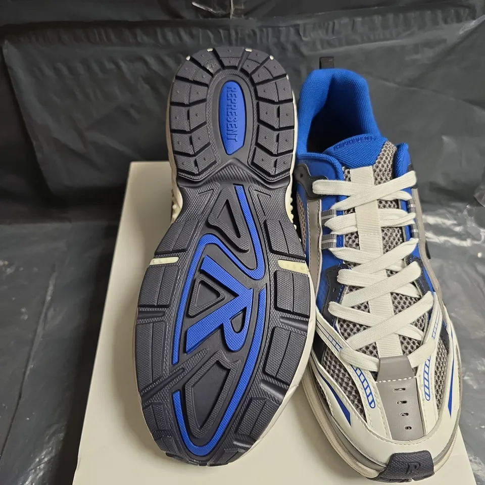 REPRESENT STORM RUNNER TRAINERS – UK 11.5 (EU 45.5) – BLUE/WHITE/GREY