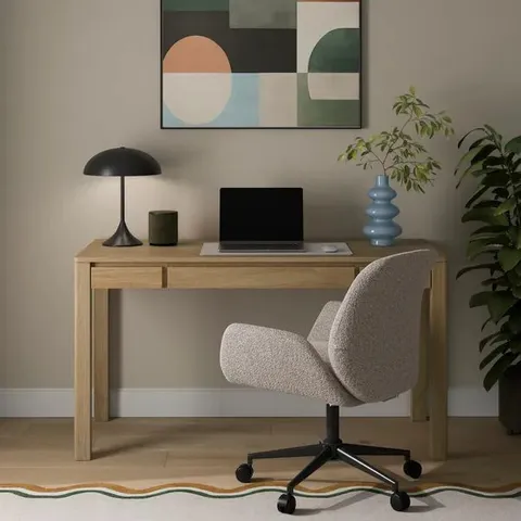 BOXED MALIK WIDE STORAGE DESK - LIGHT OAK EFFECT (1 BOX)