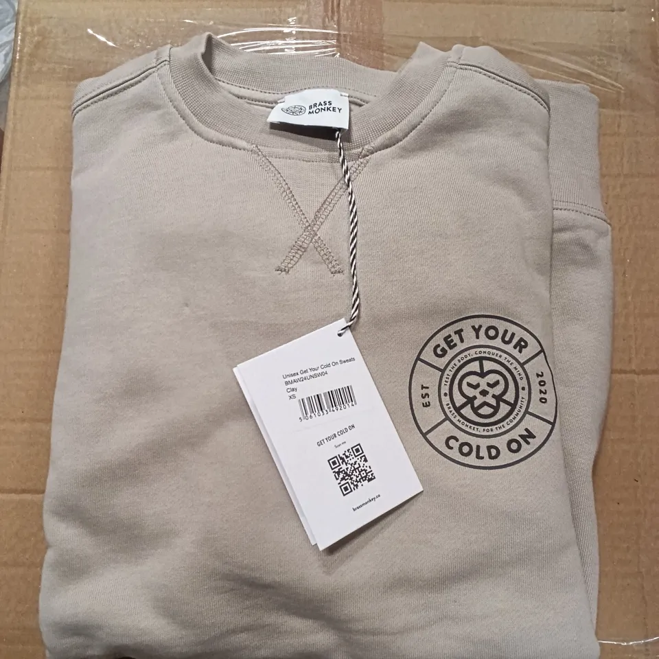 BRAND NEW BOX OF BRASS MONKEY SWEATS - CLAY SIZE XS APPROXIMATELY 7 