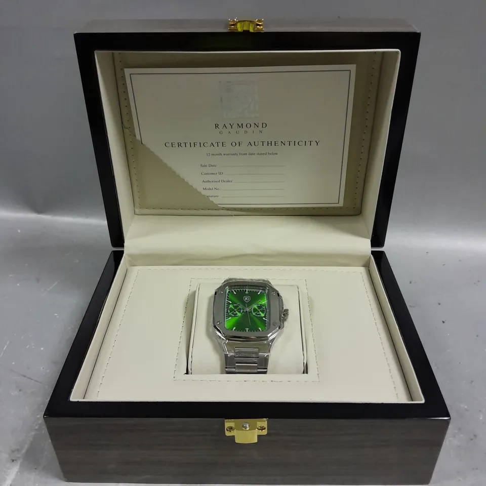 MENS RAYMOND GAUDIN WATCH – MULTI FUNCTION DIAL – STAINLESS CASE & STRAP – 5ATM WATER RESISTANT