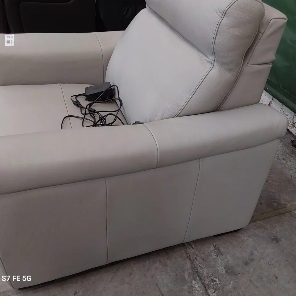 QUALITY ITALIAN DESIGNER ADRIANO POWER RECLINING EASY CHAIR LIGHT GREY LEATHER 