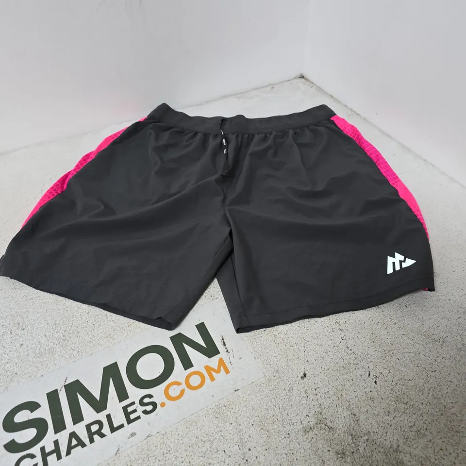 MONTIREX MEN'S TRAINING SHORTS – BLACK WITH PINK INNER, SIZE L