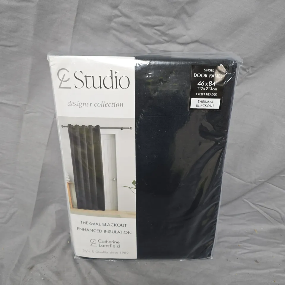 CL STUDIO DESIGNER COLLECTION DOOR PANEL CURTAIN 46X84IN – THERMAL BLACKOUT, EYELET HEADER