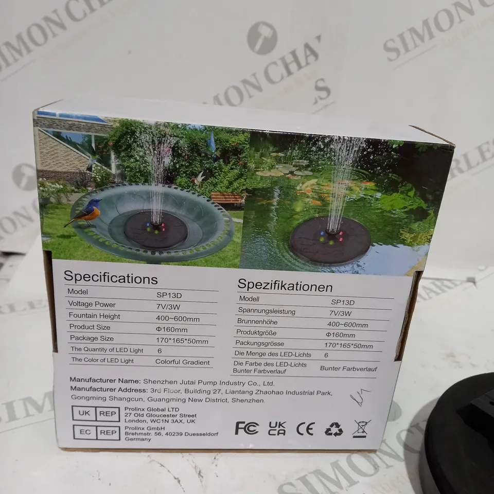 BOXED SOLAR FLOATING FOUNTAIN LED LIGHT UP 