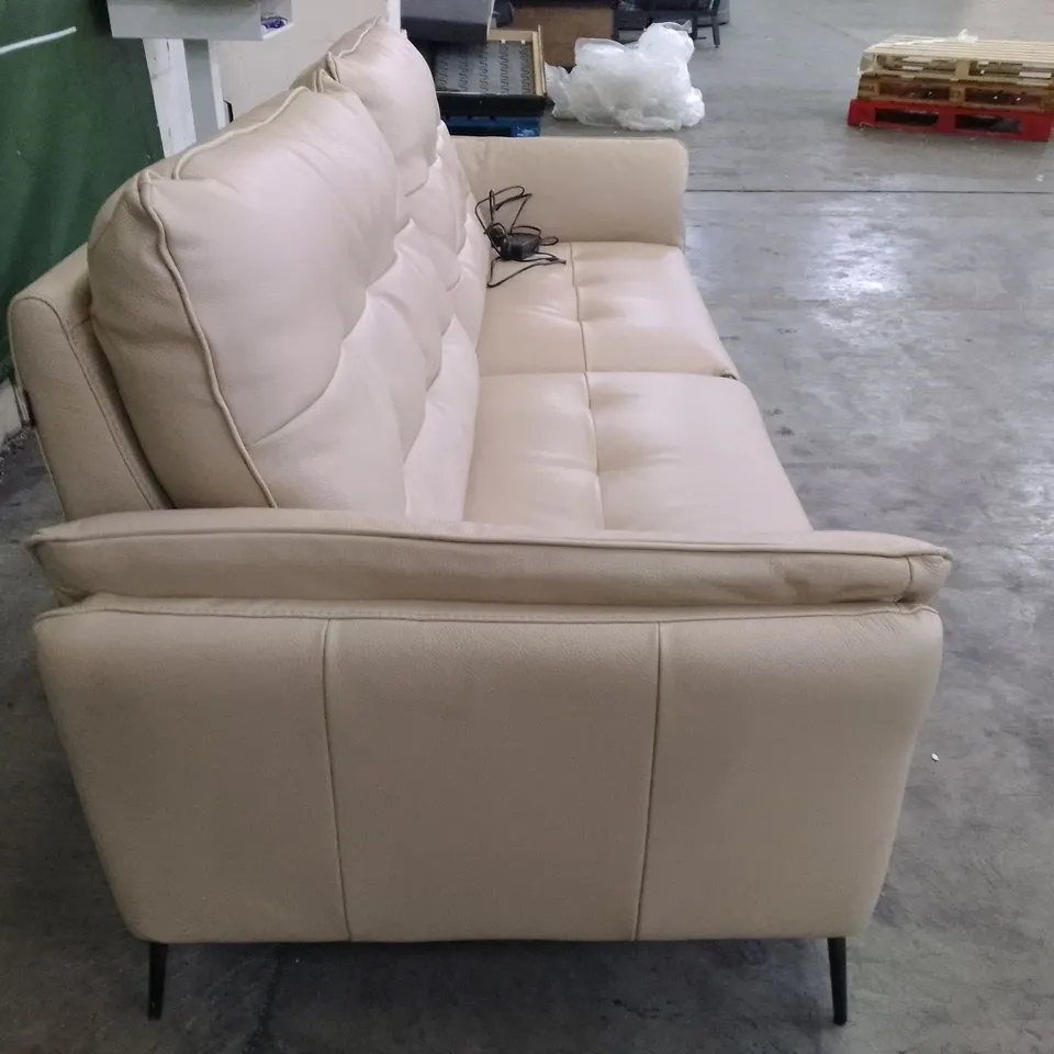 QUALITY ITALIAN DESIGNER BOLZANO ELECTRIC RECLINER LARGE SOFA - BEIGE LEATHER