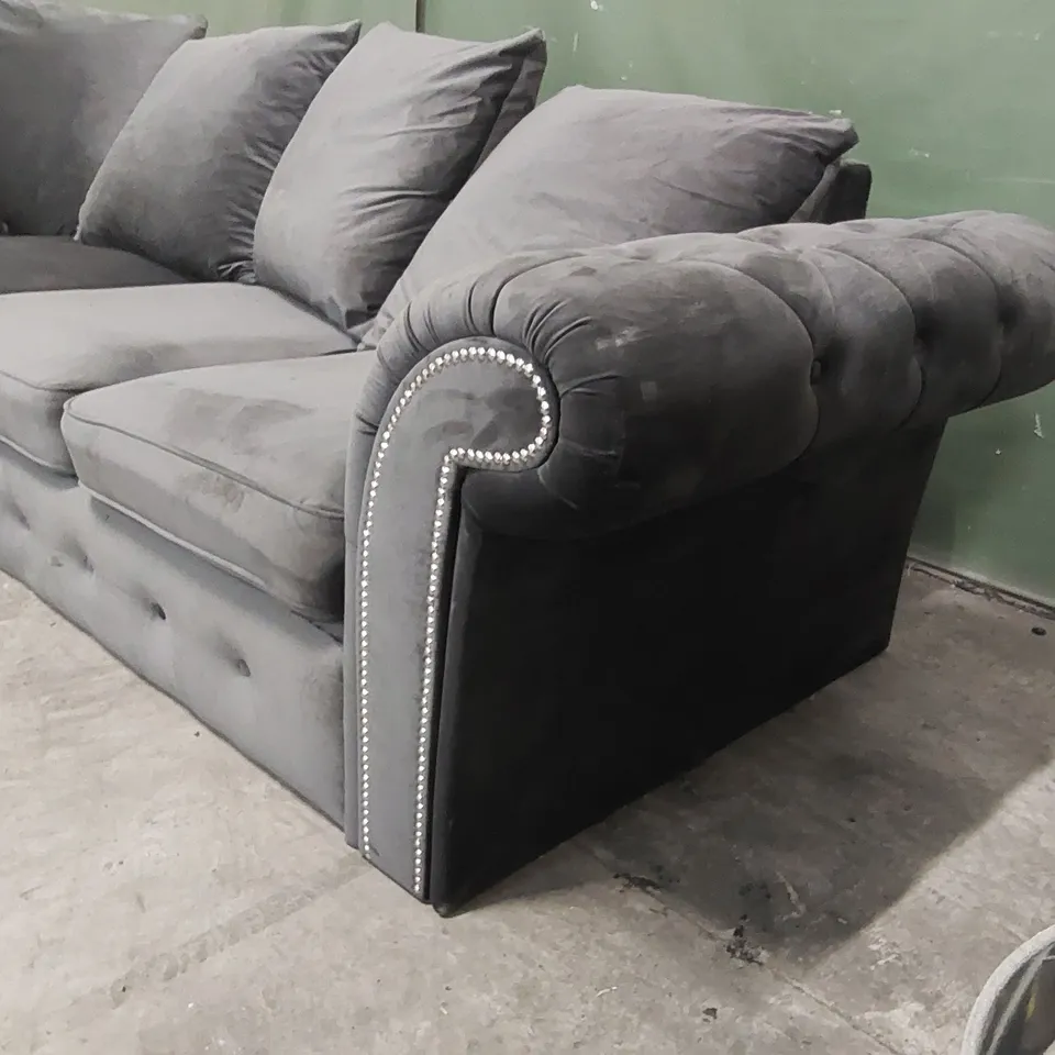 QUALITY DESIGNER GREY VELVET CORNER SOFA