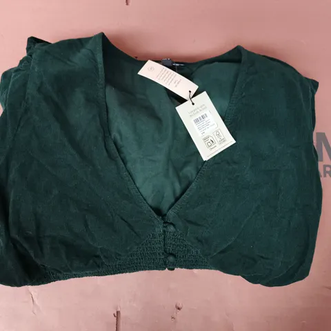 NOBODY'S CHILD RILEY SHIRRED WAIST MIDI DRESS IN GREEN SIZE UK 16