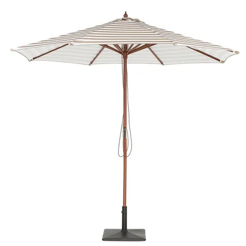 BOXED EGBERT 260cm MARKET PARASOL - WHITE/BEIGE (1 BOX)