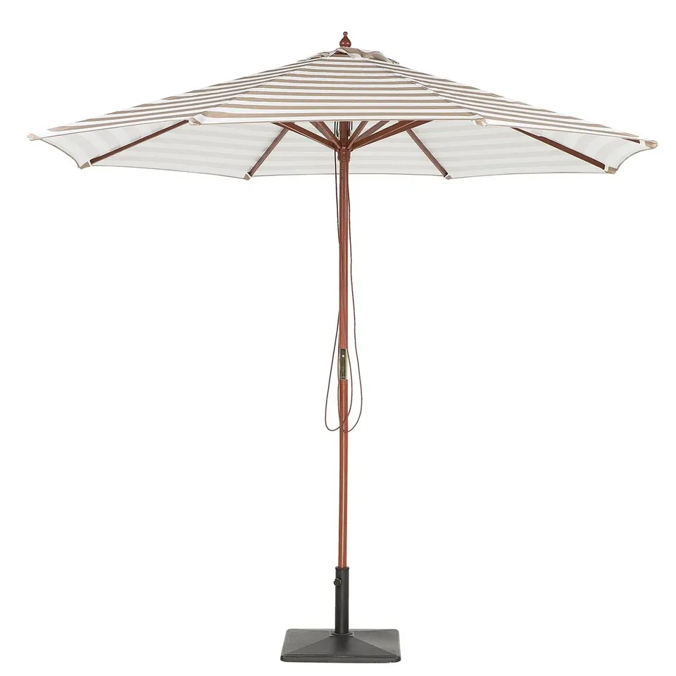 BOXED EGBERT 260cm MARKET PARASOL - WHITE/BEIGE (1 BOX)