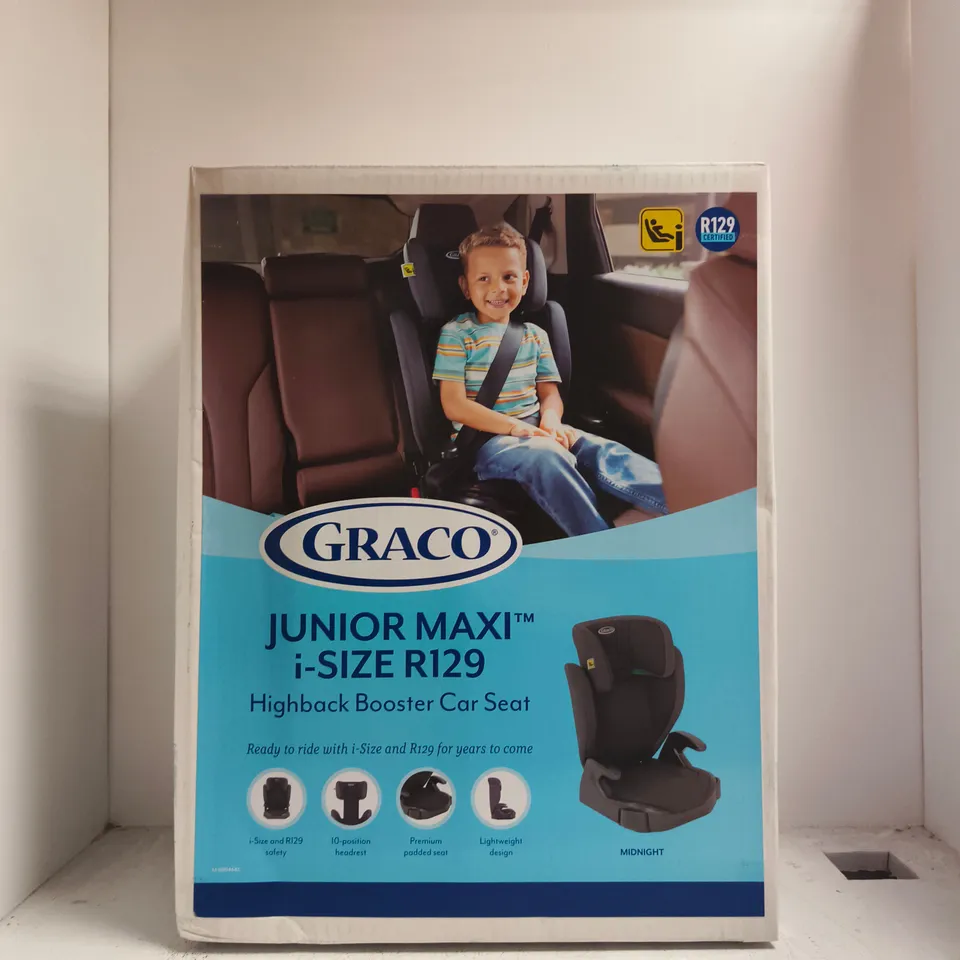 GRACO JUNIOR MAXI I-SIZE R129 HIGHBACK BOOSTER CAR SEAT – BOXED