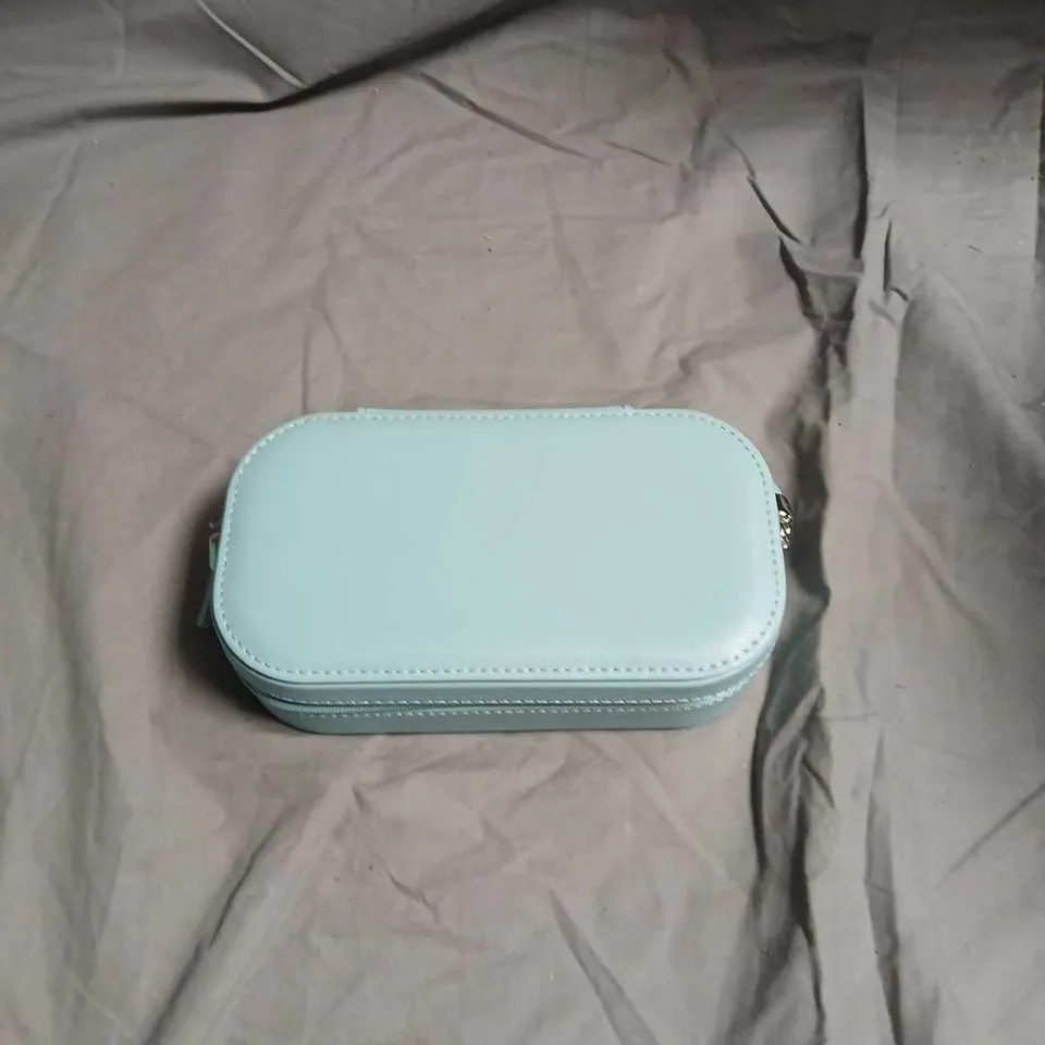 VLANDO TURQUOISE TRAVEL JEWELRY BOX WITH MIRROR AND RING ROLLS