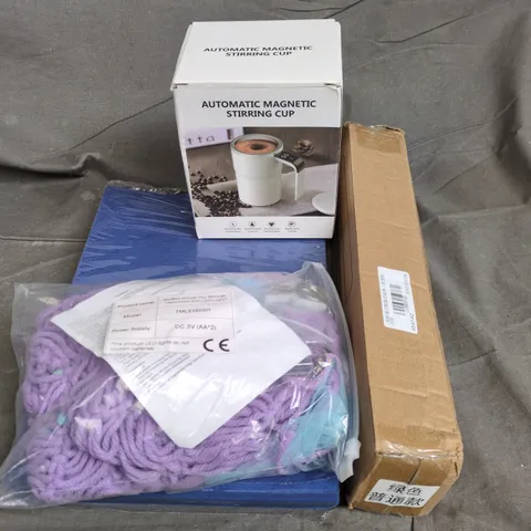 APPROXIMATELY 15 ASSORTED HOUSEHOLD PRODUCTS TO INCLUDE PLASTIC FILM CUTTER, AUTOMATIC STIRRING CUP, STUFFED ANIMAL TOY STORAGE, ETC - COLLECTION ONLY