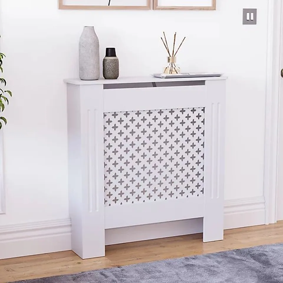 BOXED VIDA OXFORD RADIATOR COVER, SMALL - WHITE (1 BOX)