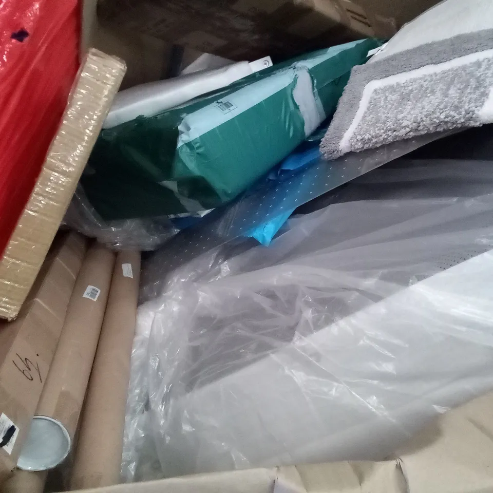 PALLET OF ASSORTED ITEMS INCLUDING DONYER POWER ELECTRIC CONVECTOR HEATER, ZENIDA WALL MIRROR, TEARDROP WALL CLOCKS FLOOR LAMP, WEIGHTED BLANKET FOR KIDS 