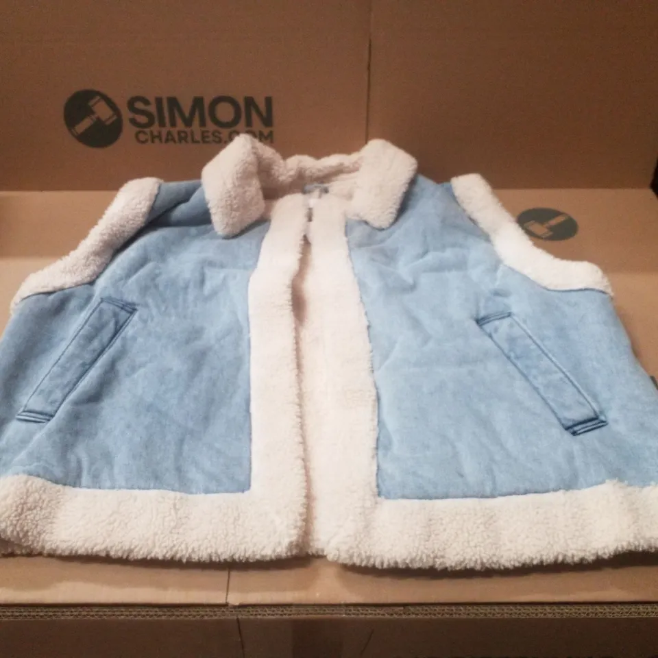 BOX CONTAINING APPROXIMATELY 5 BRAND NEW SIMPLY BE BLUE REGULAR SLEEVELESS DENIM GILETS - SIZE 26