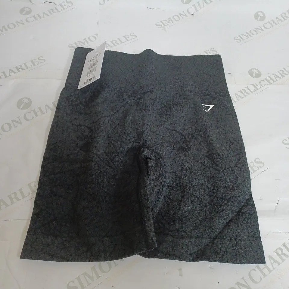 GYMSHARK ADAPT PATTERN SEAMLESS TIGHT SHORTS IN BLACK - SMALL