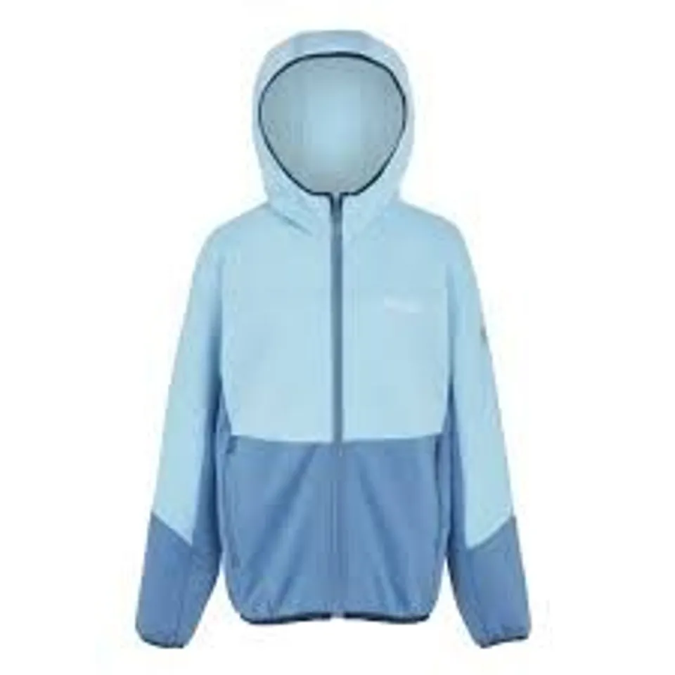 BRAND NEW REGATTA KIDS DISSOLVER IX HOODED FULL ZIP FLEECE IN CLEAR SKY & BLUE - SIZE 14 YEARS