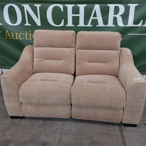 DESIGNER POWER RECLINING TWO SEATER SOFA CARAMEL FABRIC