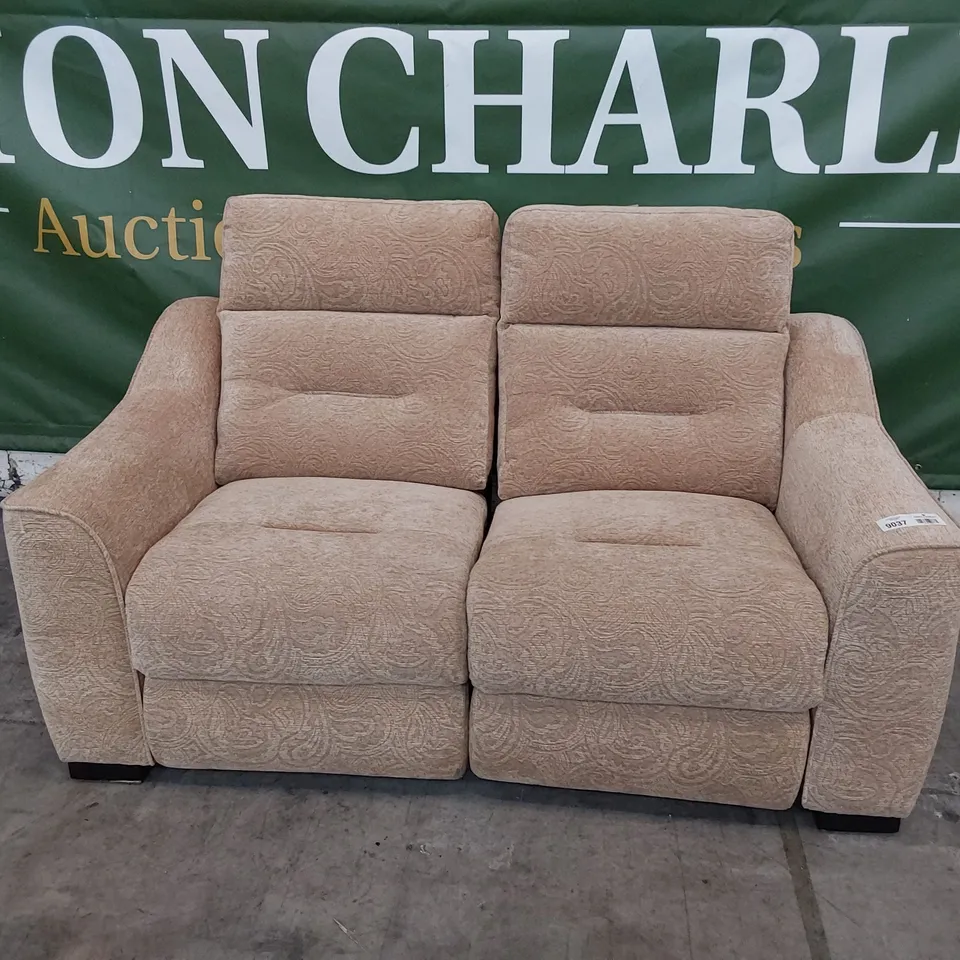 DESIGNER POWER RECLINING TWO SEATER SOFA CARAMEL FABRIC 