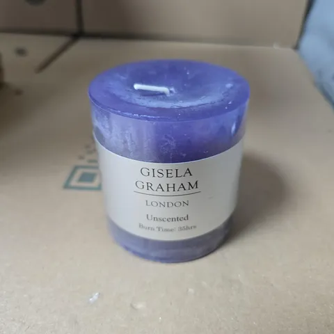 BOX OF APPROXIMATELY 35 GISELA GRAHAM UNSCENTED CANDLES 
