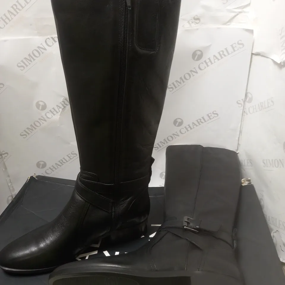 BOXED RENA BLACK KNEE BOOT - SIZE 6