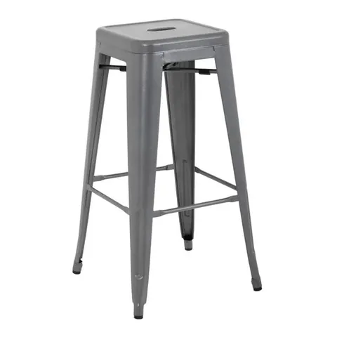 BOXED BOLERO BISTRO STEEL HIGH STOOLS GUN METAL (4 PACK)