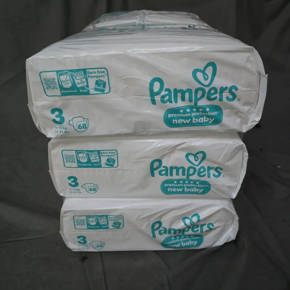 PAMPERS NEW BABY DIAPERS SIZE 3 (6-10 KG) PACK OF 3