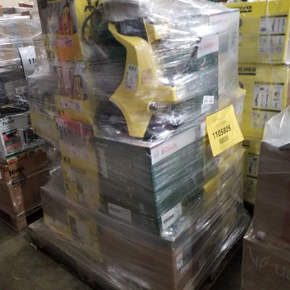 PALLET OF APPROXIMATELY 19 UNPROCESSED RAW RETURN KARCHER AND BOSCH GOODS TO INCLUDE;