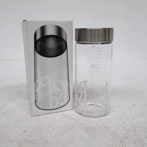 REFORMED GLASS WATER BOTTLE WITH STAINLESS STEEL LID – 300ML – BOXED