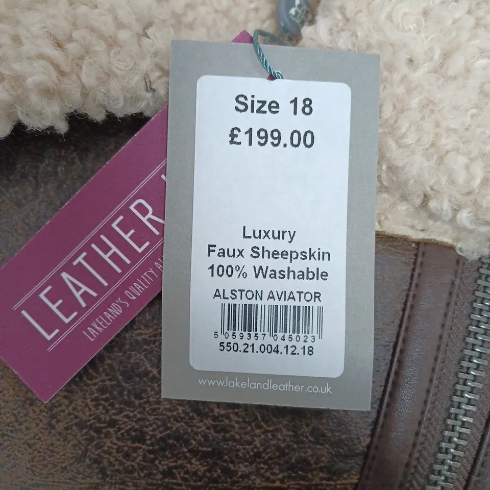 LAKELAND LUXURY FAUX SHEEPSKIN ALSTON AVIATOR SIZE 18 
