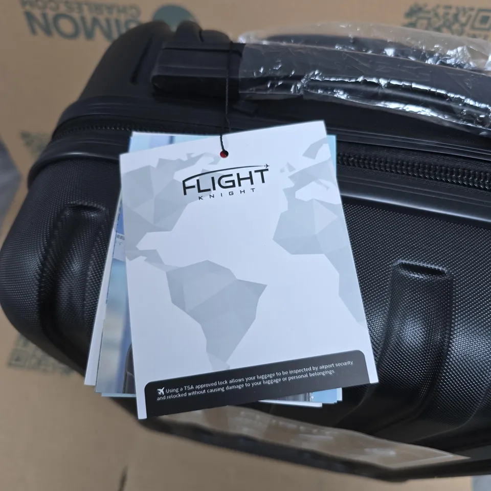 FLIGHT KNIGHT HARD-SHELL CABIN SUITCASE – BLACK, 4-WHEEL TRAVEL LUGGAGE