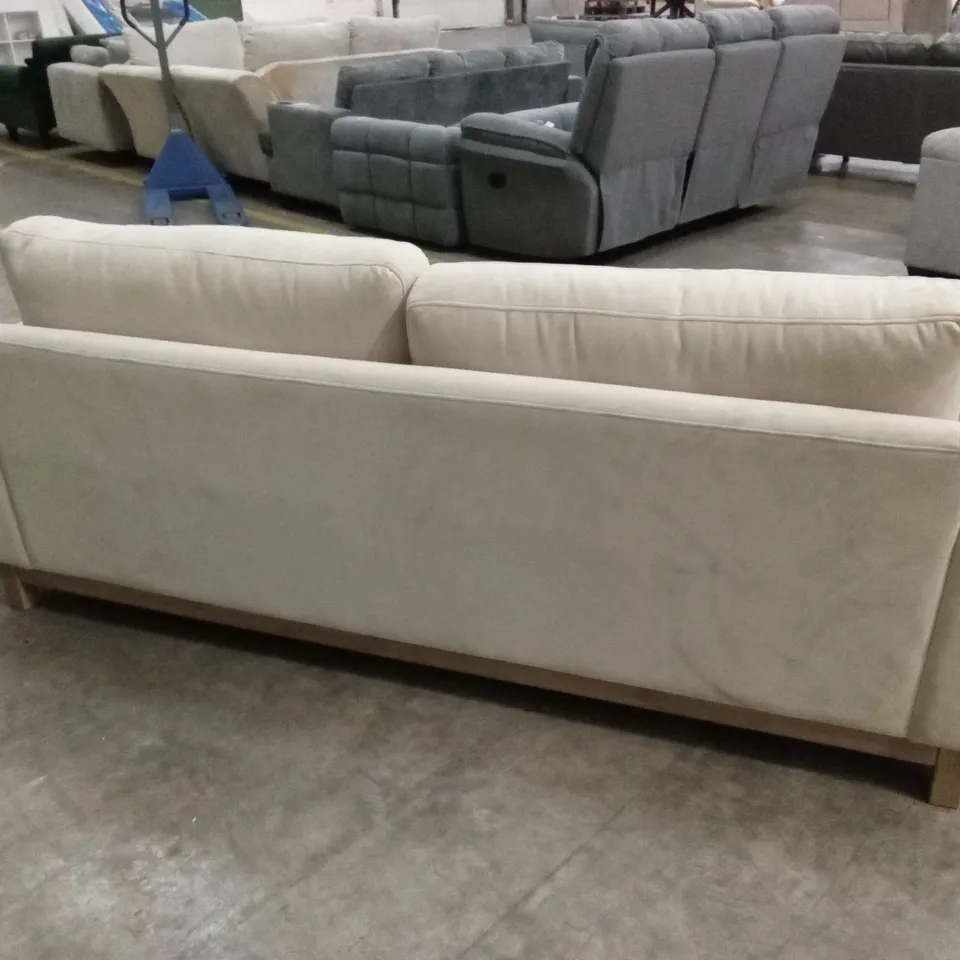 QUALITY DESIGNER LEILA FAWN FABRIC 3 SEATER SOFA