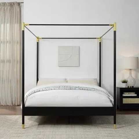 BOXED LATHEM 5FT METAL STORAGE BED - MATT BLACK (2 BOXES)