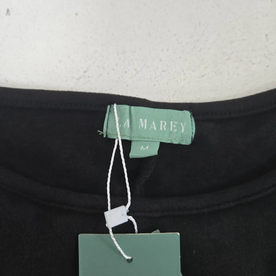 LA MAREY BLACK CREW-NECK LONG-SLEEVE TOP, SIZE M 