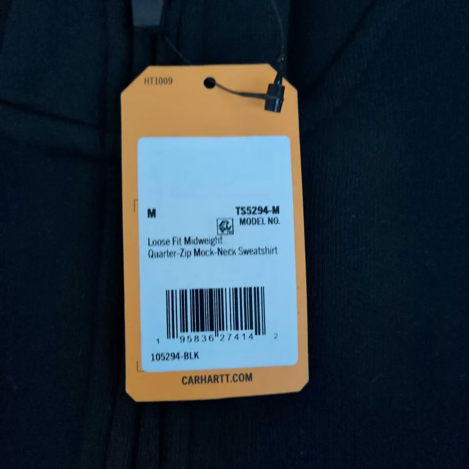 CARHARTT TS5294-M LOOSE FIT MIDWEIGHT QUARTER-ZIP MOCK-NECK SWEATSHIRT – BLACK, SIZE M