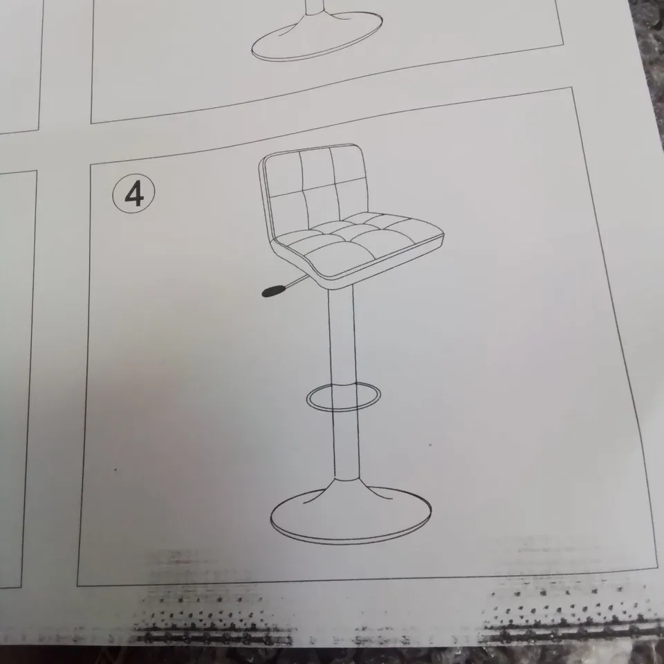 A BOXED BLACK FAUX LEATHER HEIGHT ADJUSTABLE SWIVEL STOOL