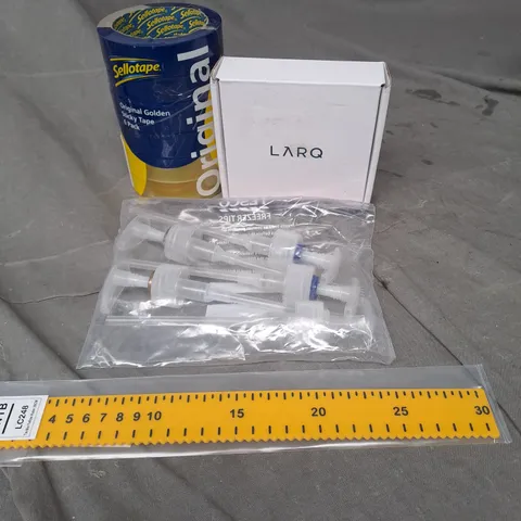 APPROXIMATELY 15 ASSORTED HOUSEHOLD PRODUCTS TO INCLUDE SELLOTAPE 6 PACK, LARQ FILTER AND A TACTILE YELLOW RULER