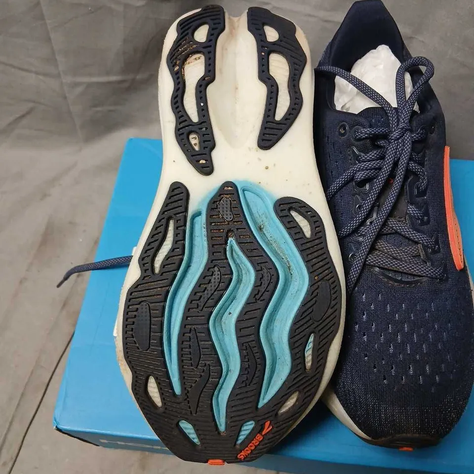 BROOKS UK 6.5 BROOKS RUNNING SHOES – NAVY/ORANGE, MESH UPPER