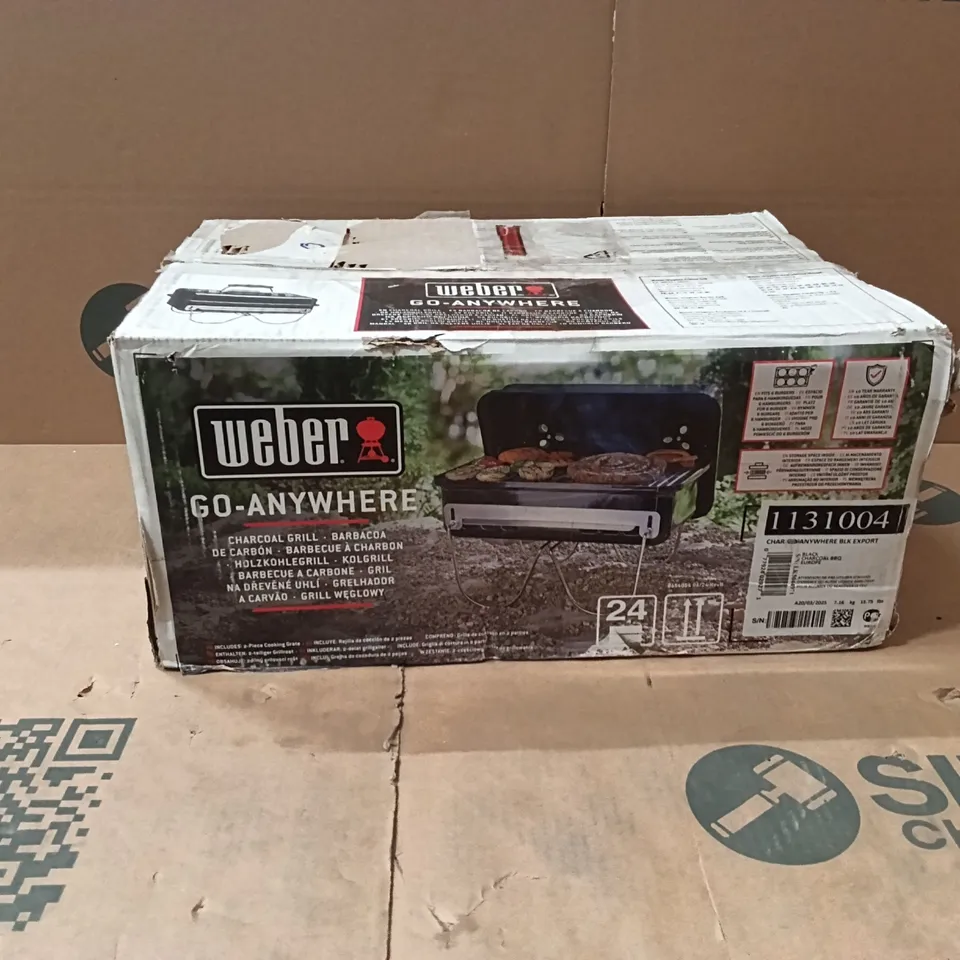 BOXED WEBER GO ANYWHERE BLACK CHARCOAL BBQ EXPORT 1131004