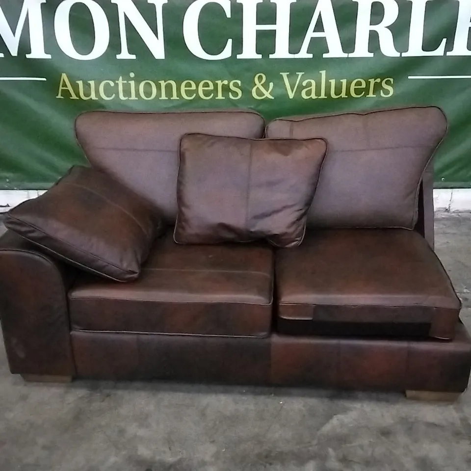 QUALITY BRITISH DESIGNER TAN LEATHER SOFA SECTION