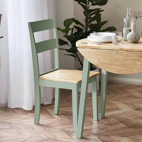 BOXED JULIAN BOWEN SET OF 2 LINWOOD DINING CHAIRS - NATURAL/SAGE GREEN (1 BOX)
