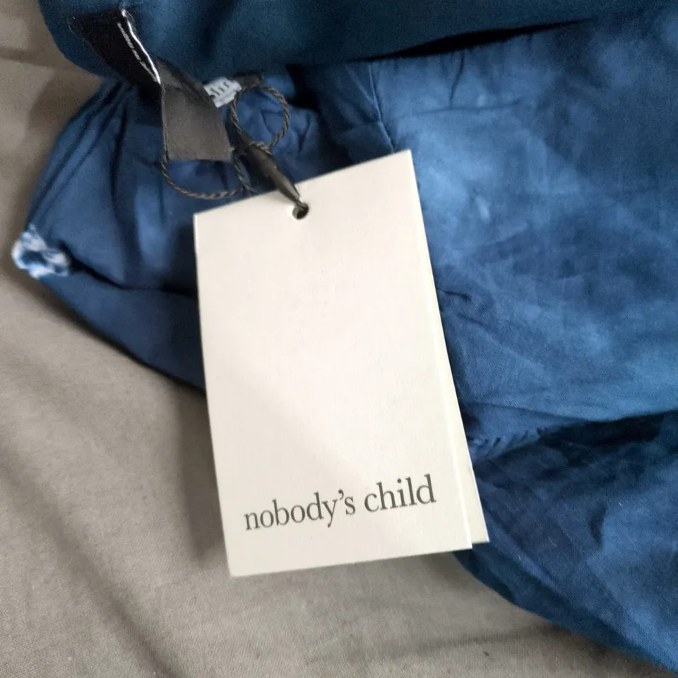 NOBODY'S CHILD NIA MIDI DRESS BLUE NAVY SHIBORI, UK 8