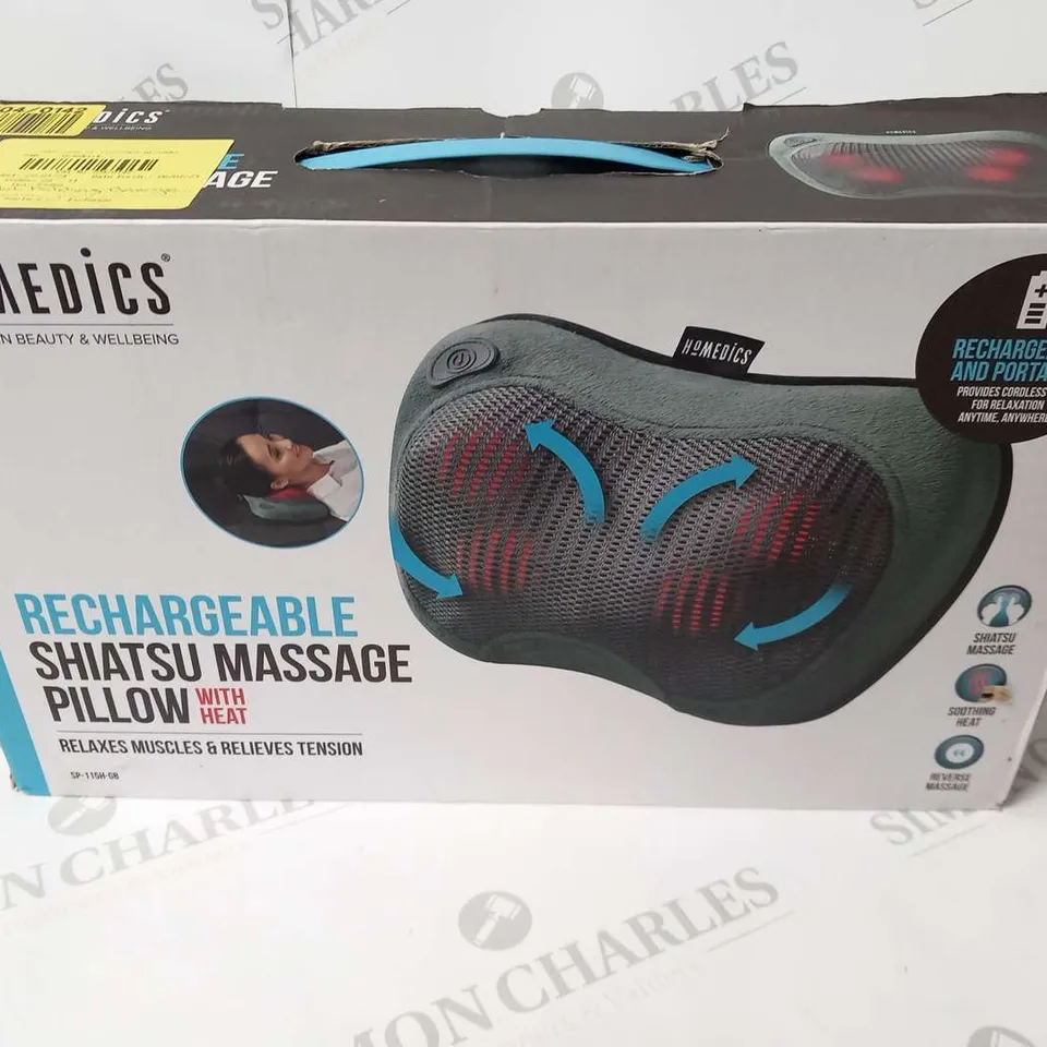 BOXED HOMEDICS RECHARGEABLE SHIATSU MASSAGE PILLOW WITH HEAT