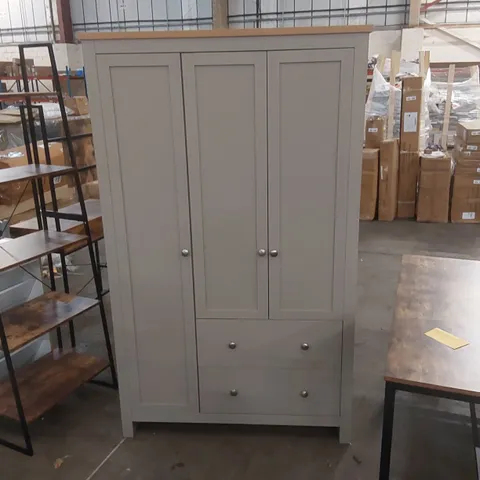 WOODEN 3 DOOR 2 DRAWER WARDROBE - GREY