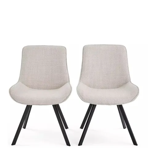 BOXED ARABELLA PAIR OF 2 FABRIC CHAIRS - GREY/BLACK (1 BOX)