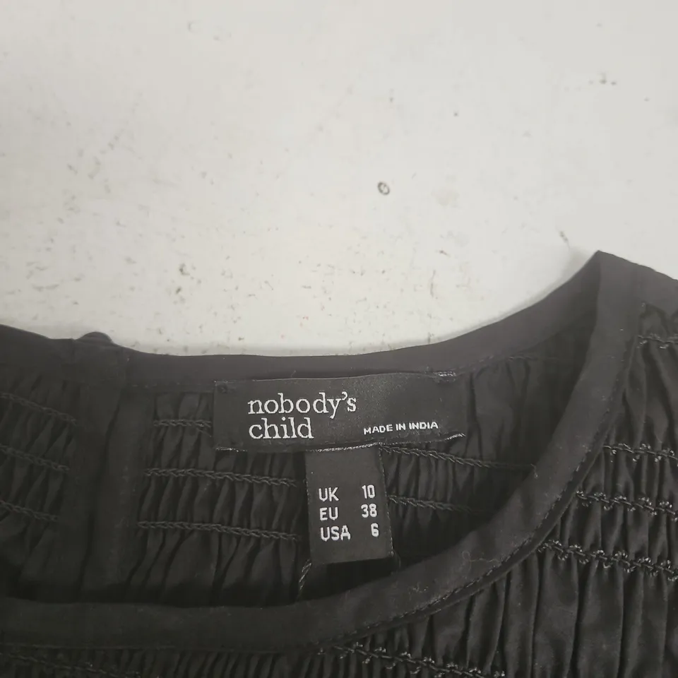 NOBODY’S CHILD BLACK HENLEY MINI DRESS, UK 10 (EU 38, USA 6) – MADE IN INDIA