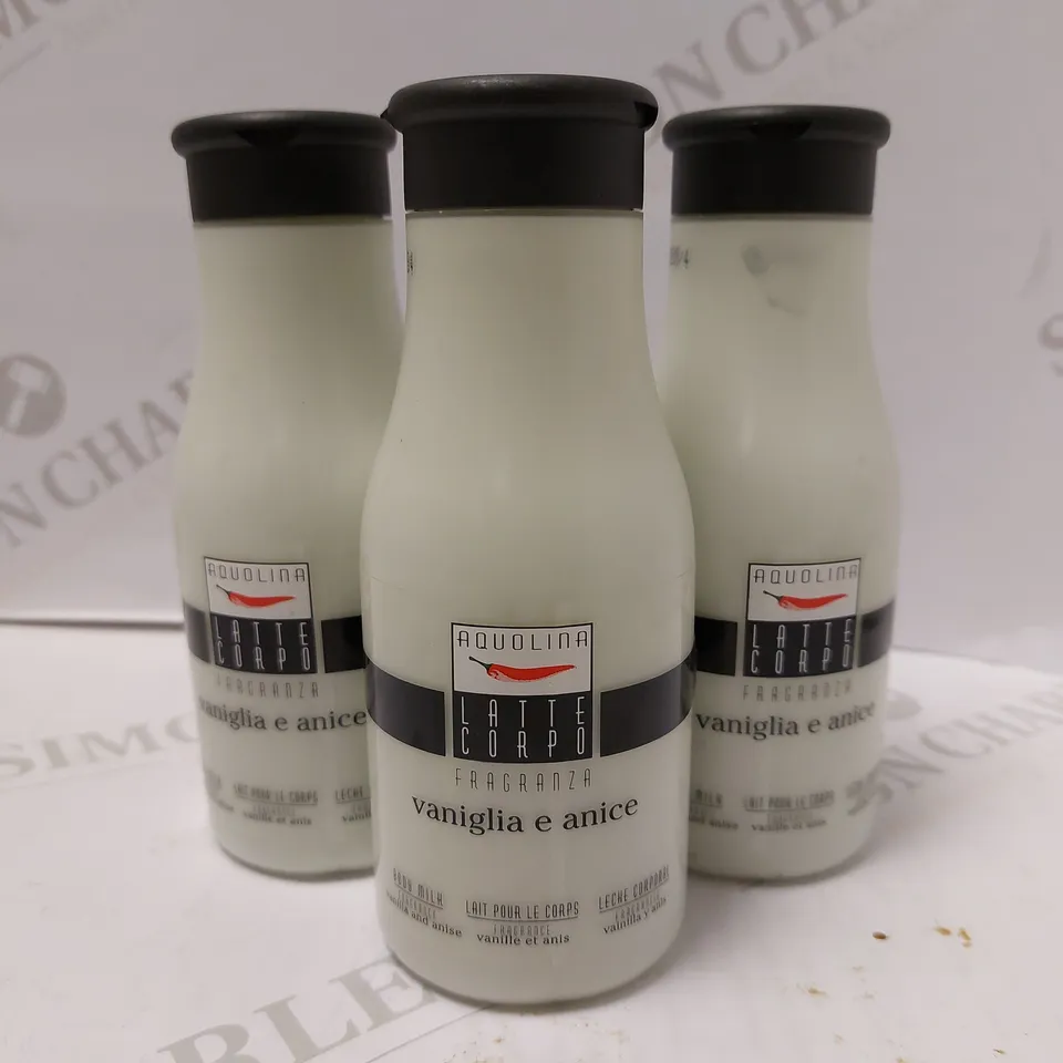 LOT OF APPROX 11 X 250ML AQUOLINA VANILLA AND ANISE BODY MILK