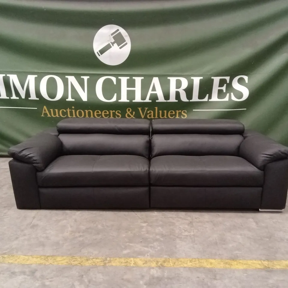 BRADY PREMIUM LEATHER 4 SEATER SOFA - BLACK RRP £1179